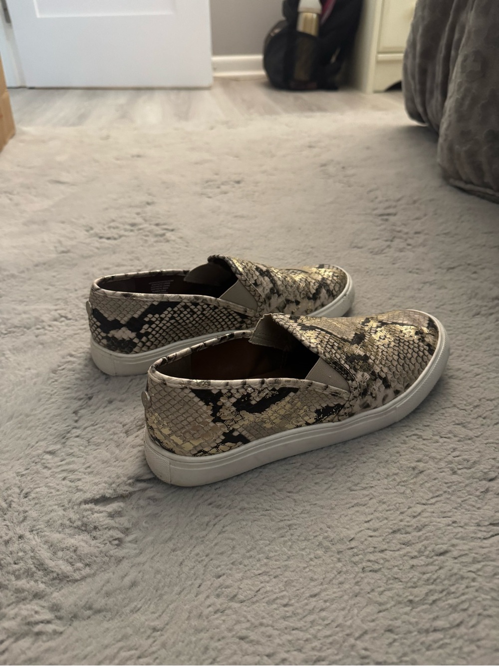 Steve Madden Gold Snake Print Slip-On Sneakers